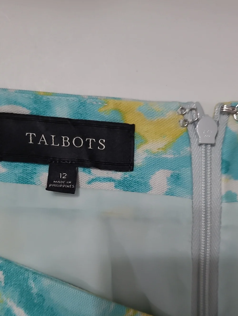 Talbots Teal, Yellow & White Pencil Skirt size 12